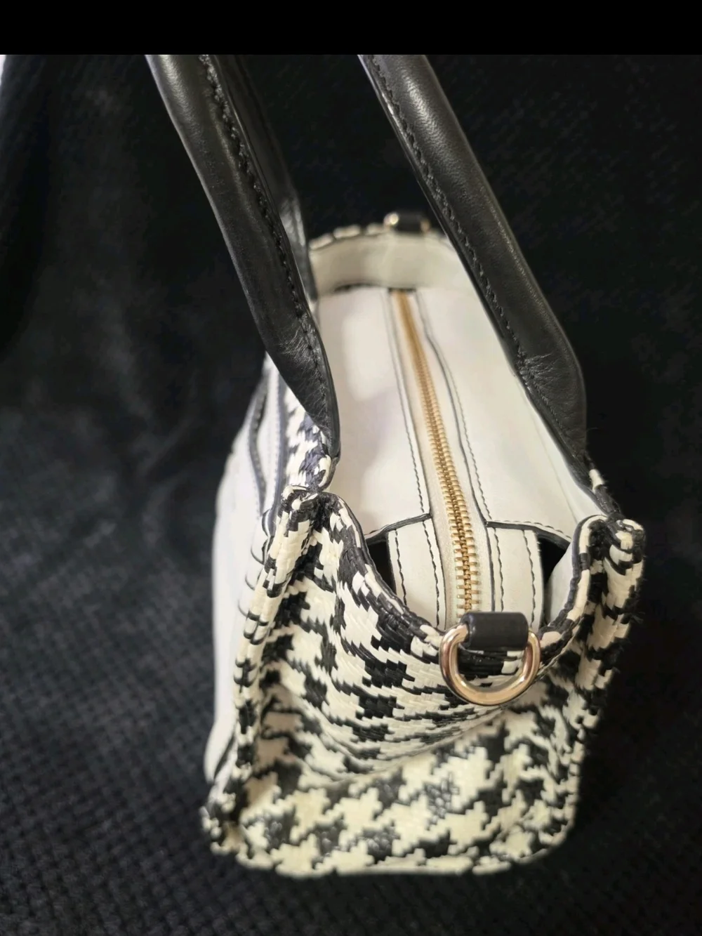 Kate Spade Classic Black & White Houndstooth Tote Claremont Drive Marcella Line